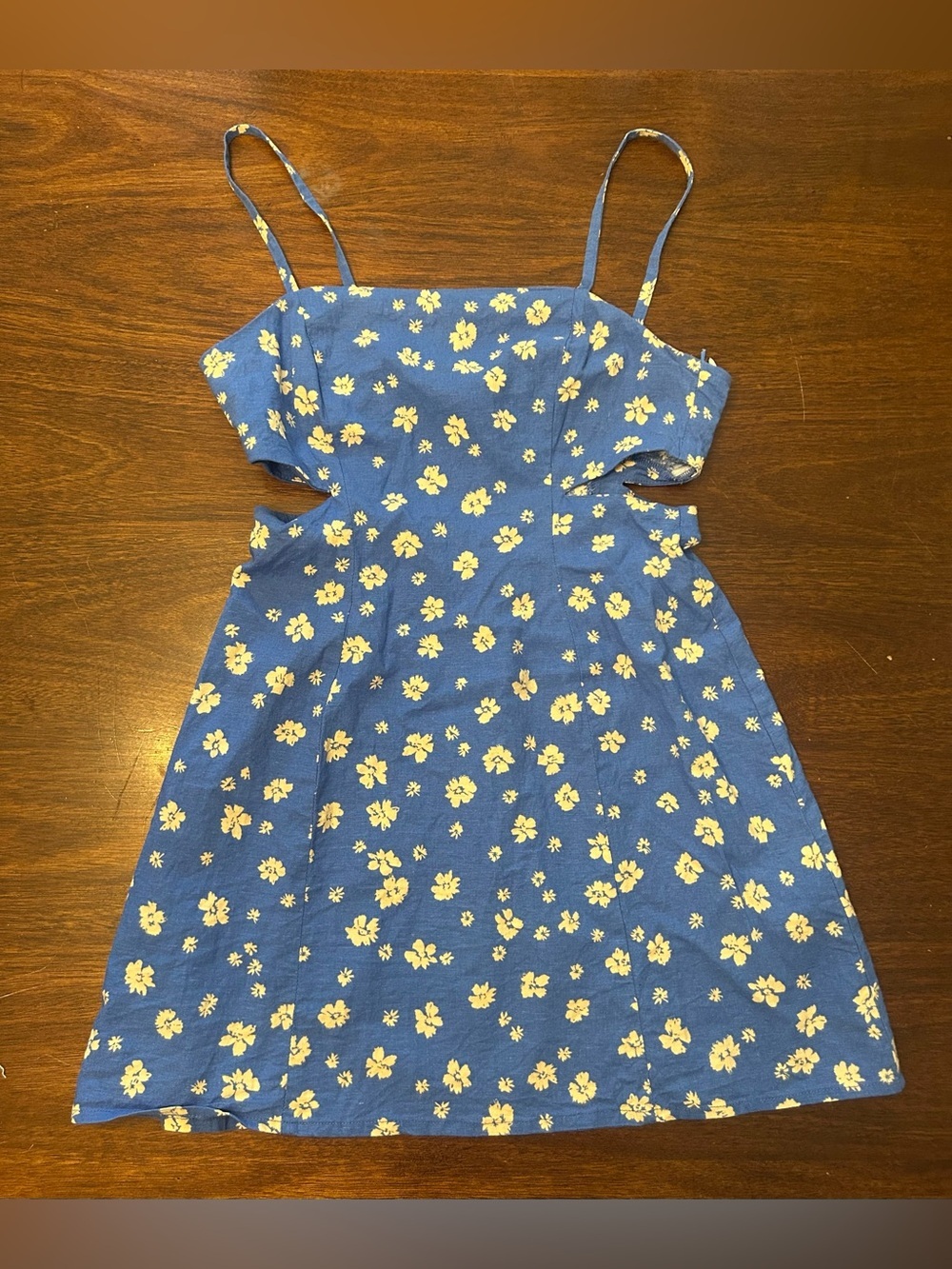 Zara Blue Dress with Floral Print and Cutout Sides